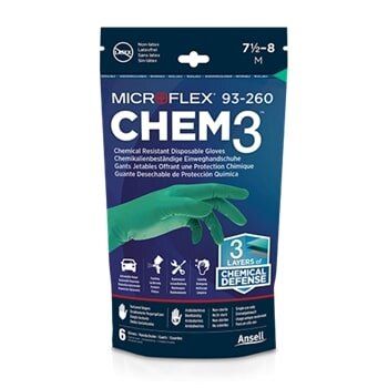 Vienreizlietojamie nitrila un neoprēna cimdi Ansell Microflex 93-260, 6 gab, 0,20mm,  zaļa krāsa, L izmērs (8,5-9)