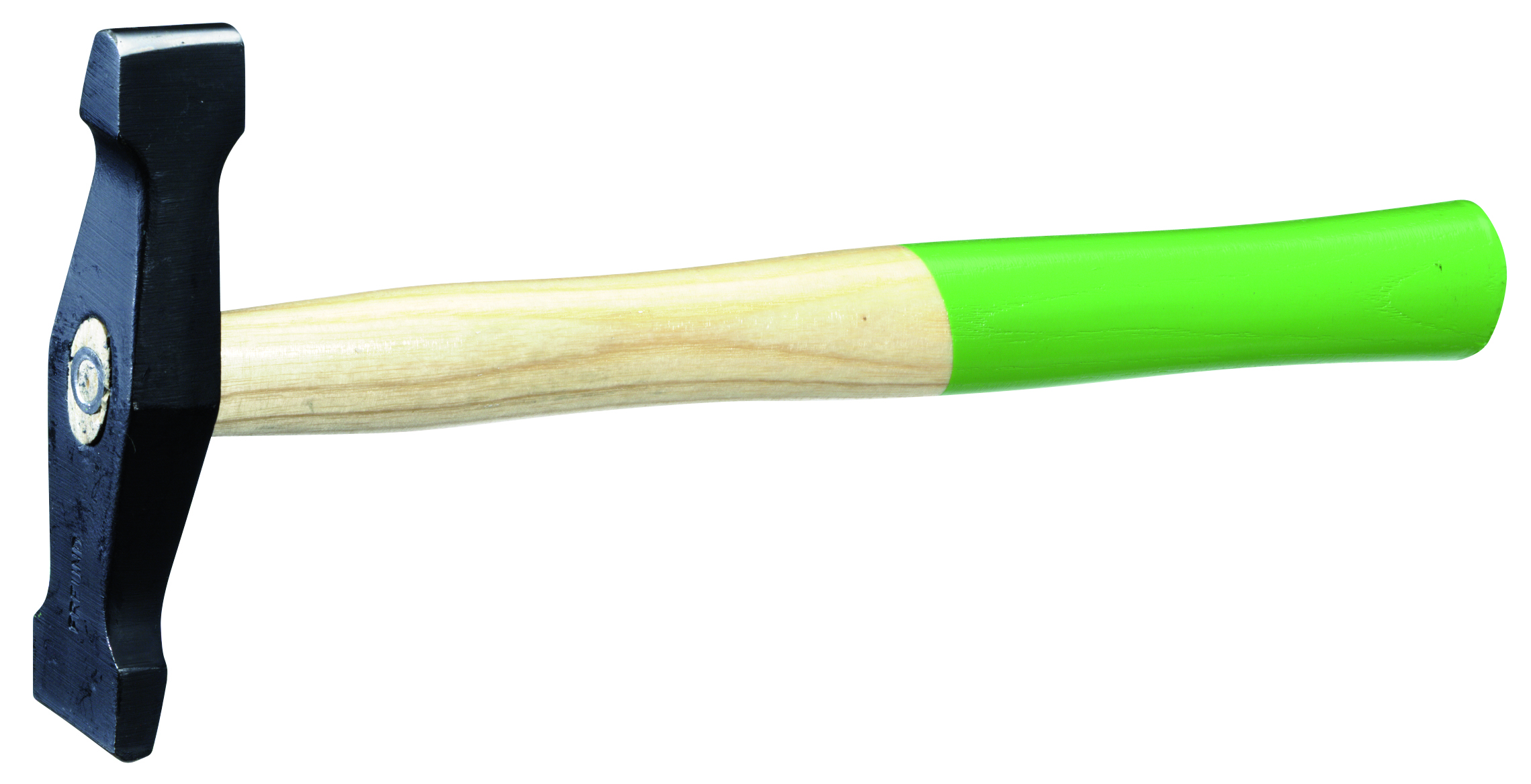 FREUND sheet metal hammer – dual-head vertical and horizontal, 400 g, green polydurplast head, wooden handle