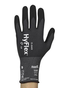 Aizsargcimdi Ansell HyFlex 11-840, izmērs 10. Neilons, spandekss. Plaukstas daļa ir izgatavota no putu nitrila gumijas