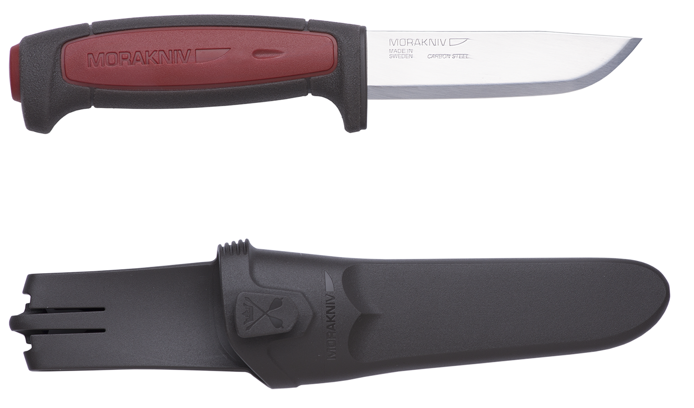 Morakniv Pro amatniecības nazis – sarkans rokturis, 2,0 mm oglekļa tērauda asmens, futrālis