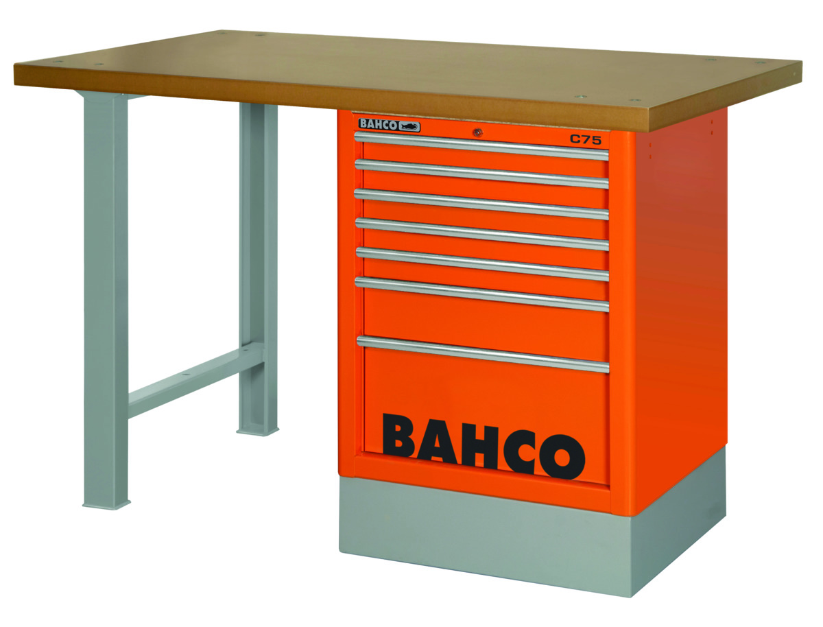 MDF top workbench 1800x750x40mm with side drawer toower orange tool trolley 1495K with 6 drawers