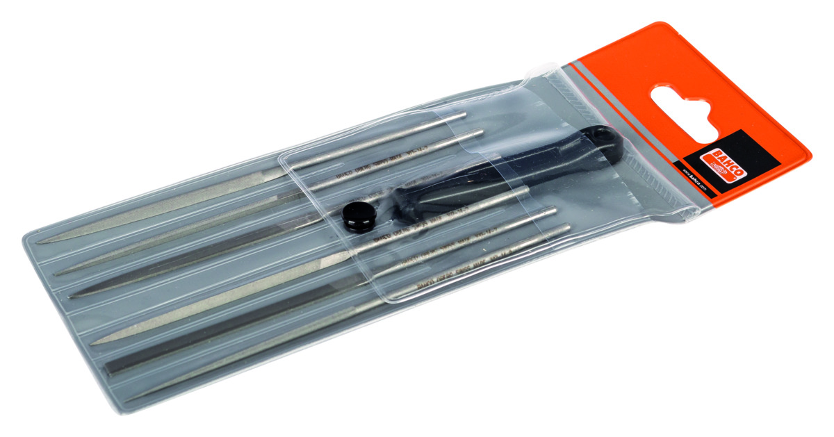 Needle file set 140mm 6 pcs + handle smooth cut