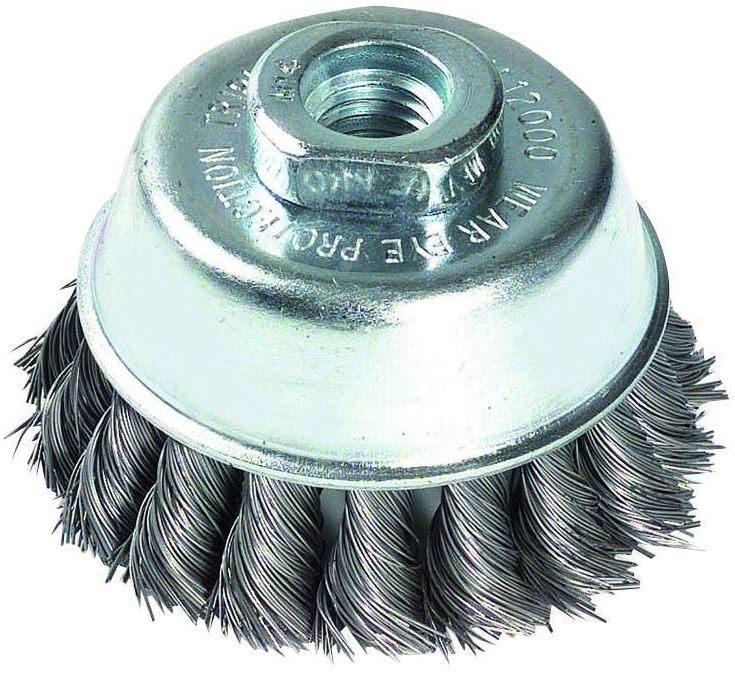 Steel wire cupbrush for angle grinder, 65mm, twisted Ø0.35mm, M14