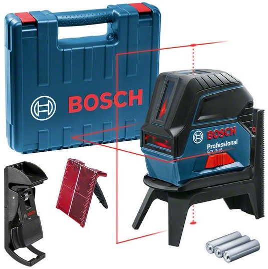 Kombinētais lāzers Bosch GCL 2-15, RM1, BM3, ± 0.3 mm/m, 15 m