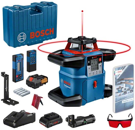Rotācijas lāzers Bosch GRL 600 CHV, LR60, ± 0.05 mm/m, 600 m (18V / 1x4.0Ah ProCORE)