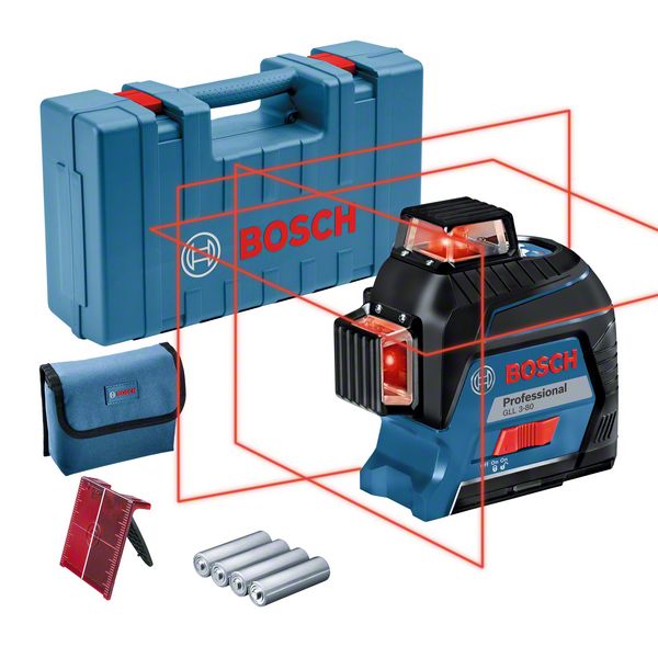 Līniju lāzers Bosch GLL 3-80, ± 0.3 mm/m, 30 - 120 m