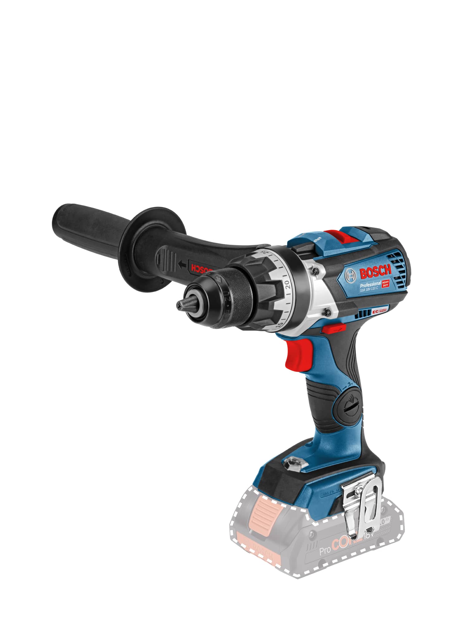 Akumulatora urbis Bosch GSR 18V-110 C, SOLO, 47/85/110 Nm, 0-480 / 0-2.100 min.-1