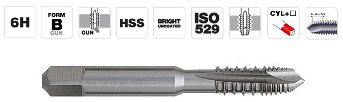 Machine tap M8x1.25, ISO HSS, GUN