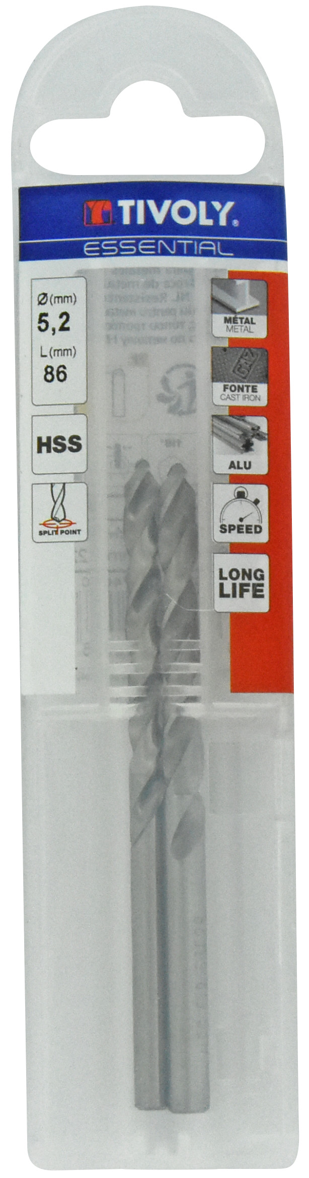 Metāla urbji Ø5,2 mm, HSS pilnībā slīpēti T Line. 2 gab., blisterī