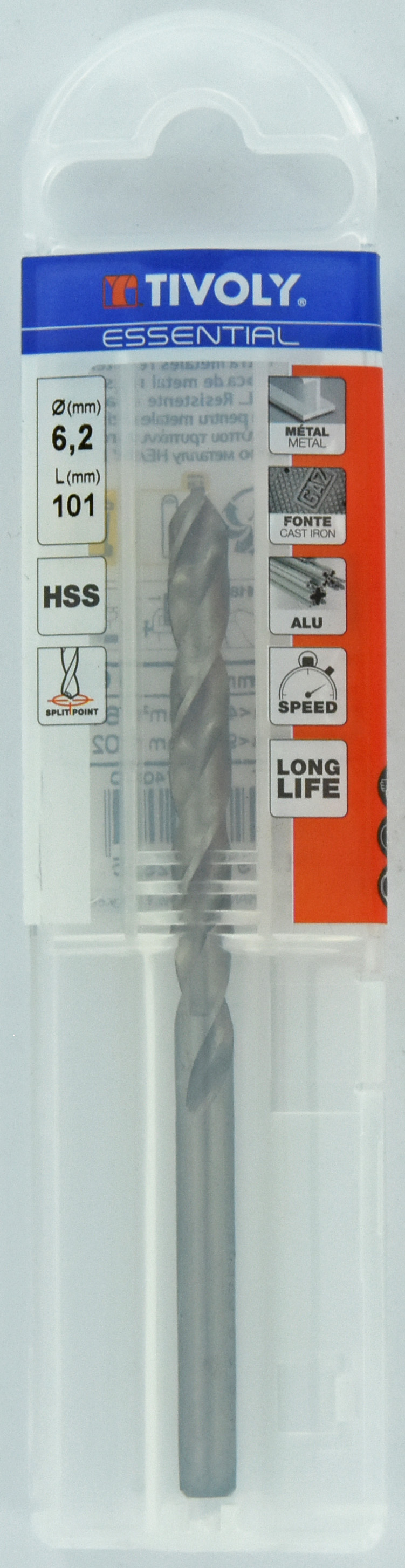 Metāla urbji Ø6,2 mm, HSS pilnībā slīpēti T Line. 2 gab., blisterī