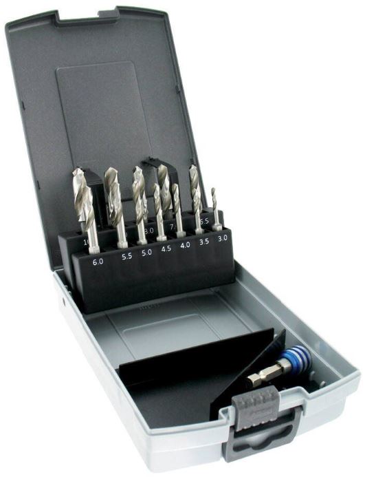 Metal drills set 3-10mm, 13pcs, HSS, 1/4