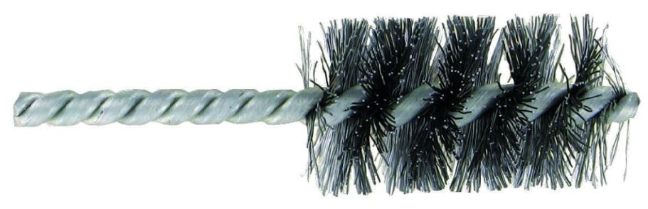 Tube & internal brush for drill, 20x200mm, 0.35mm crimped steel wire
