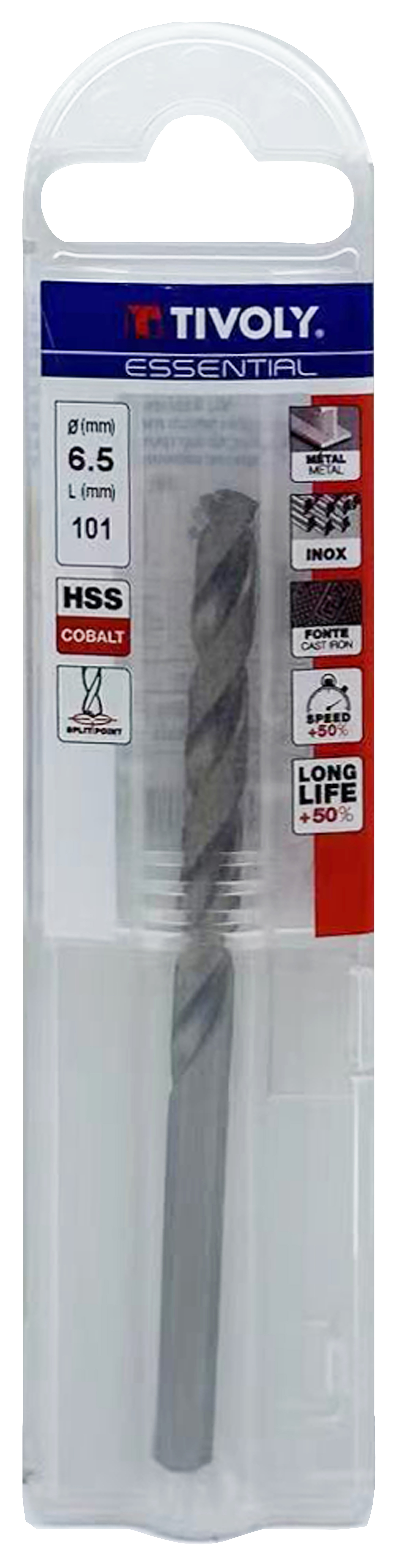 Tivoly urbis metālam 6.5 mm, COBALT HSS-E5, pilnībā slīpēts, 135⁰ T Line, blister