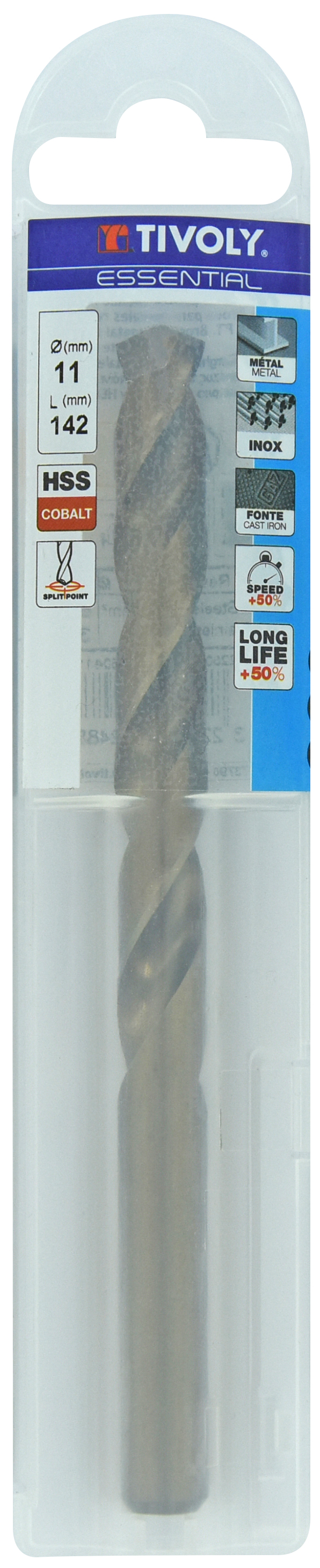 Tivoly urbis metālam 11 mm, COBALT HSS-E5, pilnībā slīpēts, 135⁰ T Line, blister