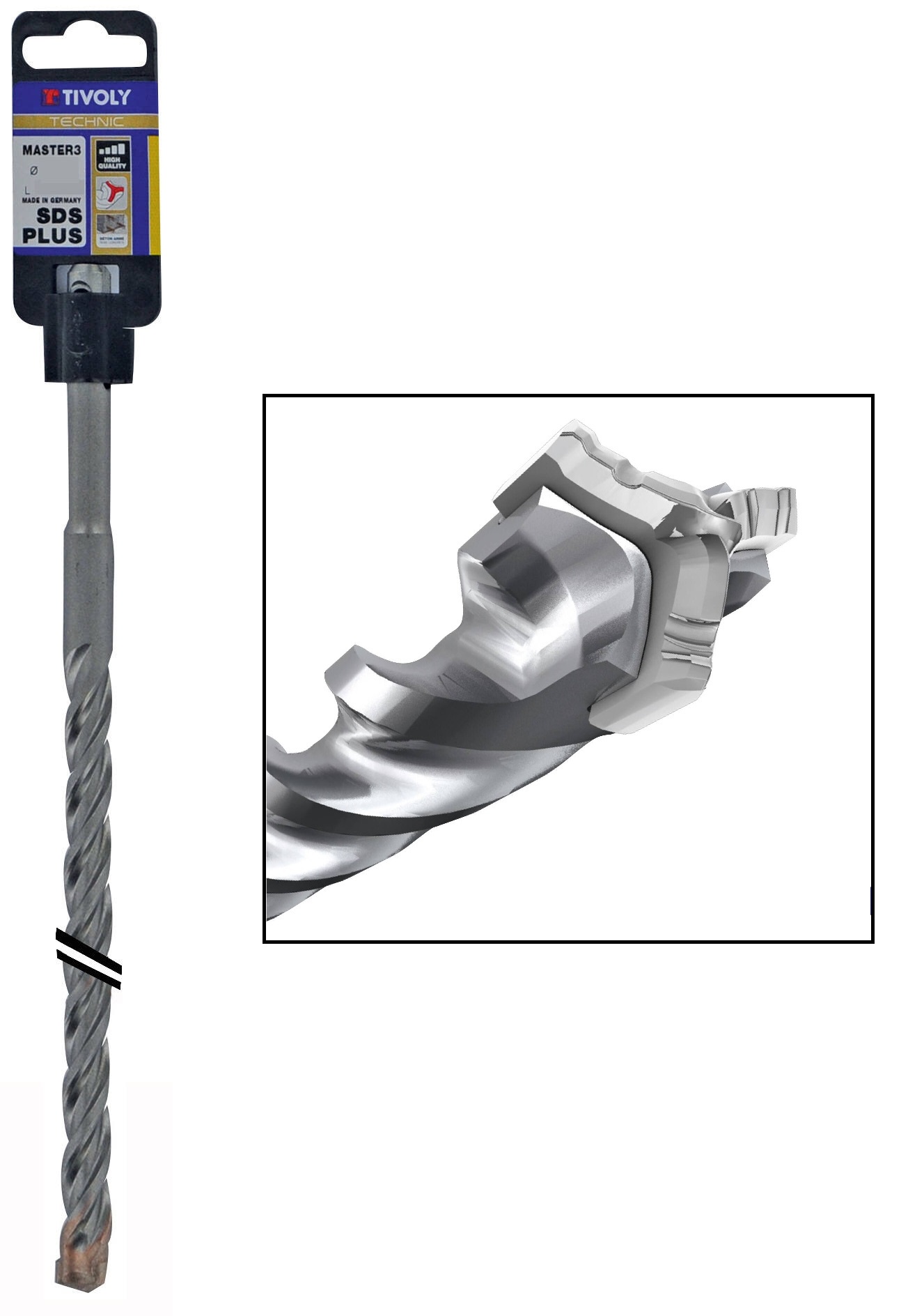 SDS+ urbis dzelzbetonam Technic Master 3 griežņu galva | Ø18*300*250mm