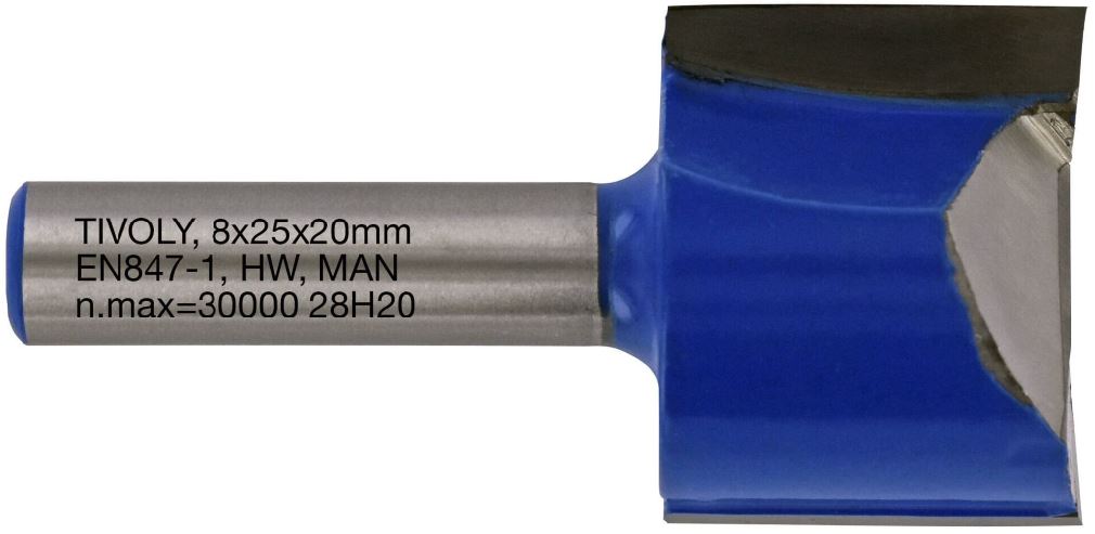 Taisnā pirkstfrēze 25x8 mm, 8mm kāts