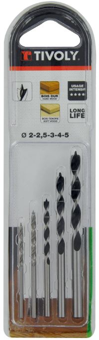 Koka urbju komplekts, 2–5 mm, ar 3 rievu ģeometriju un lāzera gradāciju