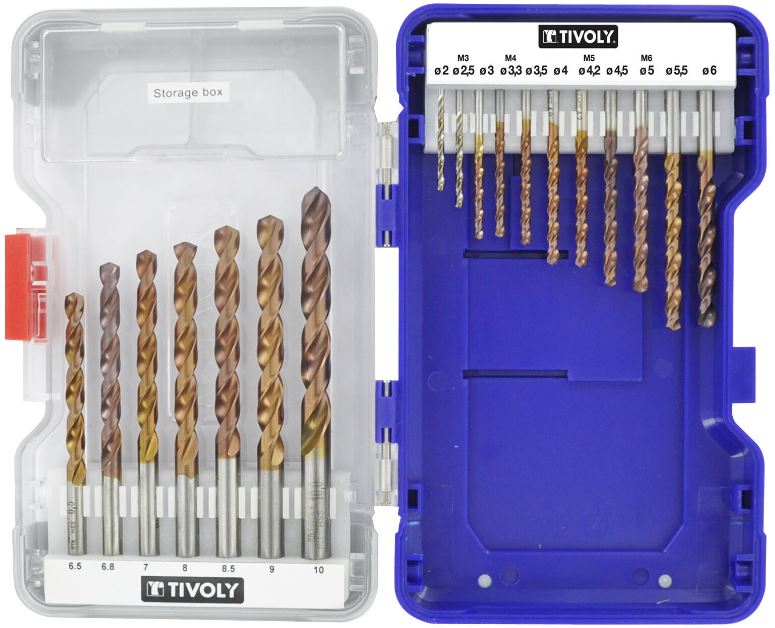 Tivoly urbju komplekts metālam FURIUS (FUSIO)  HSS Ø2-10 mm 18 urbji