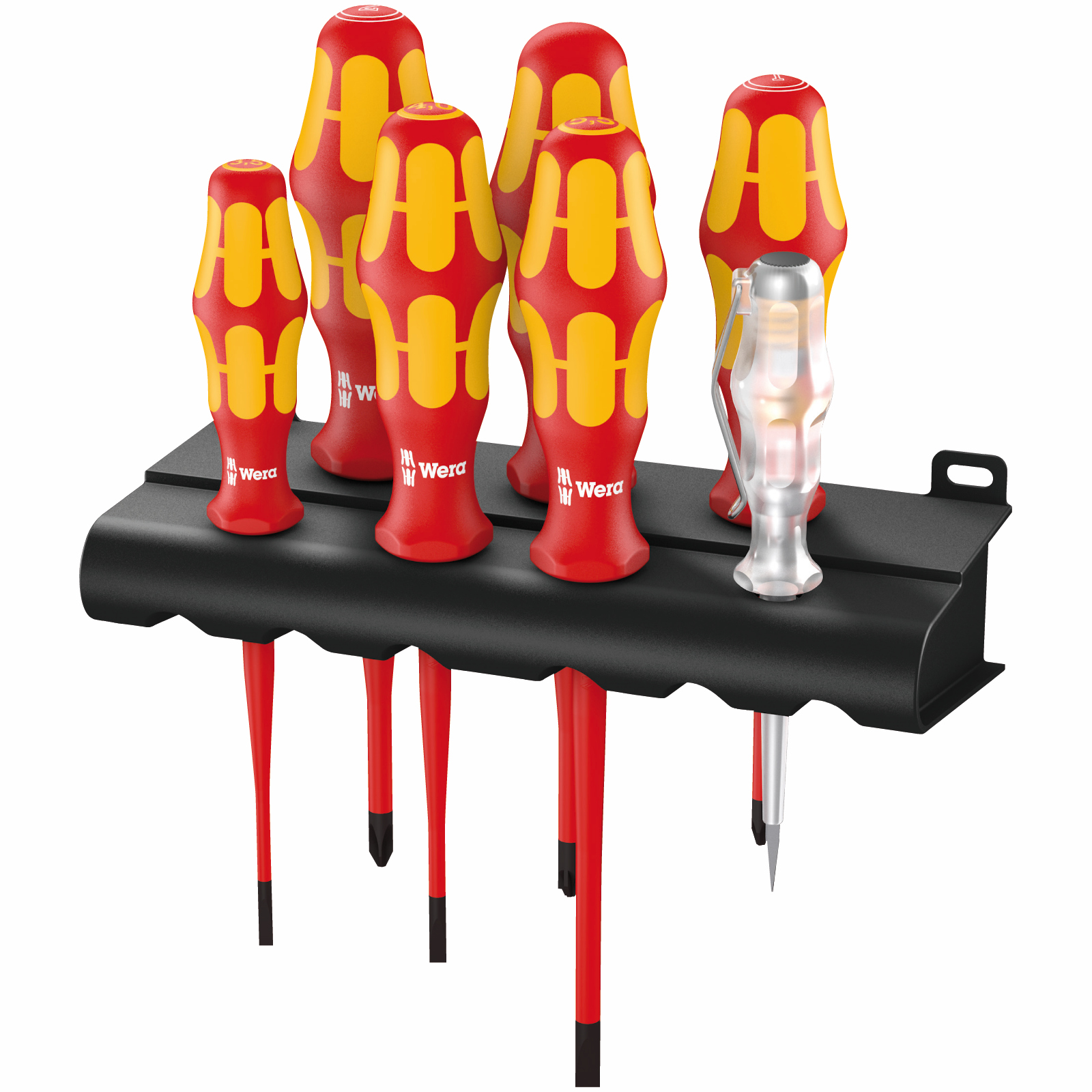 Wera Kraftform Plus 160iS/7 VDE 7-piece s/driver set + Rack + tester, extra-slim