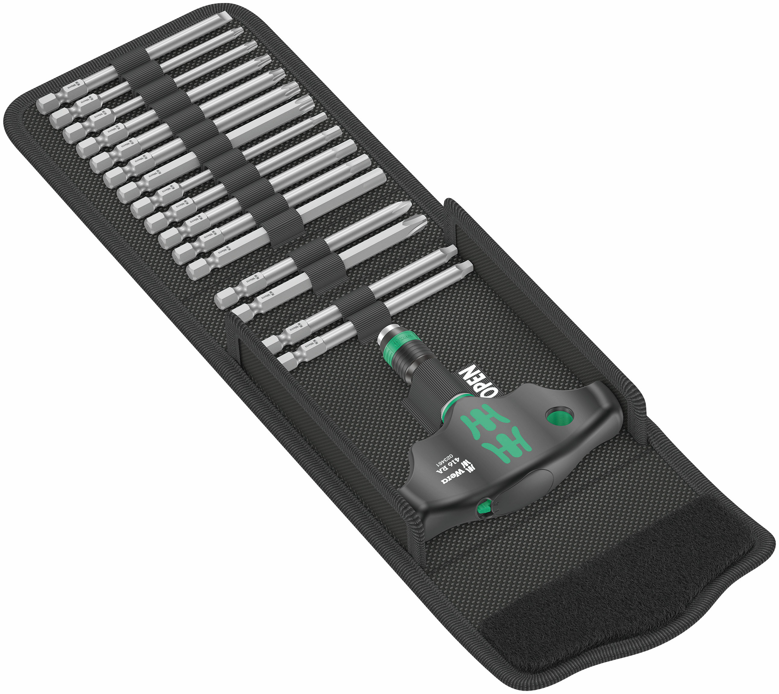 Wera Kraftform Kompakt 400 RA ratcheting T-handle screwdiver set with bits, 17pcs, imperial