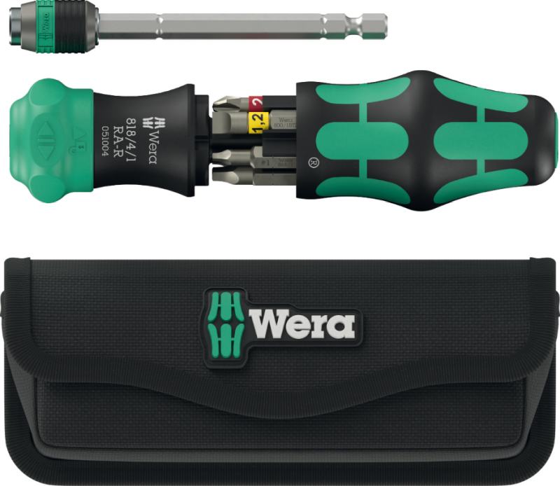 Wera Kraftform Kompakt 26 RA-R ratcheting multi-bit screwdriver – integrated 6-bit magazine, telescopic blade, Rapidaptor qui – vutlariga