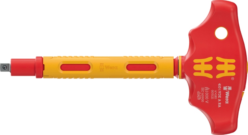 Wera 410 i VDE A RA T-handle adapter screwdriver – VDE insulated, ratchet mechanism, 1/4