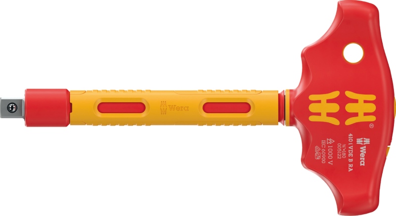 Wera 410 i VDE B RA T-handle adapter screwdriver – VDE insulated, fine-toothed ratchet, 3/8