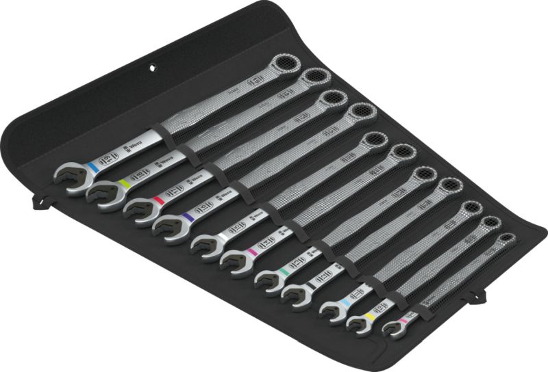 Wera 6007 Joker 11-piece ratcheting combination spanner set – chromium-molybdenum steel, nickel-chrome finish, metric sizes 8 – vutlariga