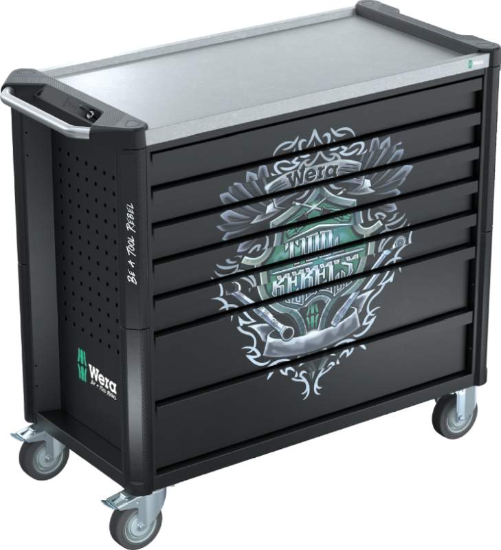 9701 Tool Rebel roller cabinet Stainless XXL 1 – 7 drawers, 188-piece tool set, stainless steel, XXL mobile storage and work system