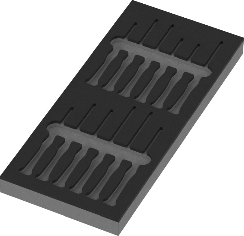 Wera 9816 foam insert Kraftform Micro screwdriver set 2 – durable dual-tone foam, 172 x 30 x 392 mm, empty storage tray