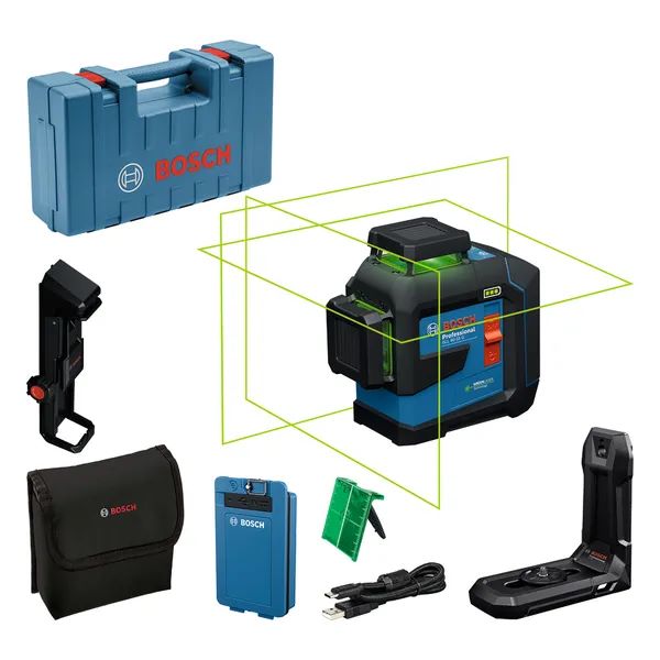 Cordless line laser Bosch GLL 80-33 G, CC + BA3.7VXL + LB10 + DK20