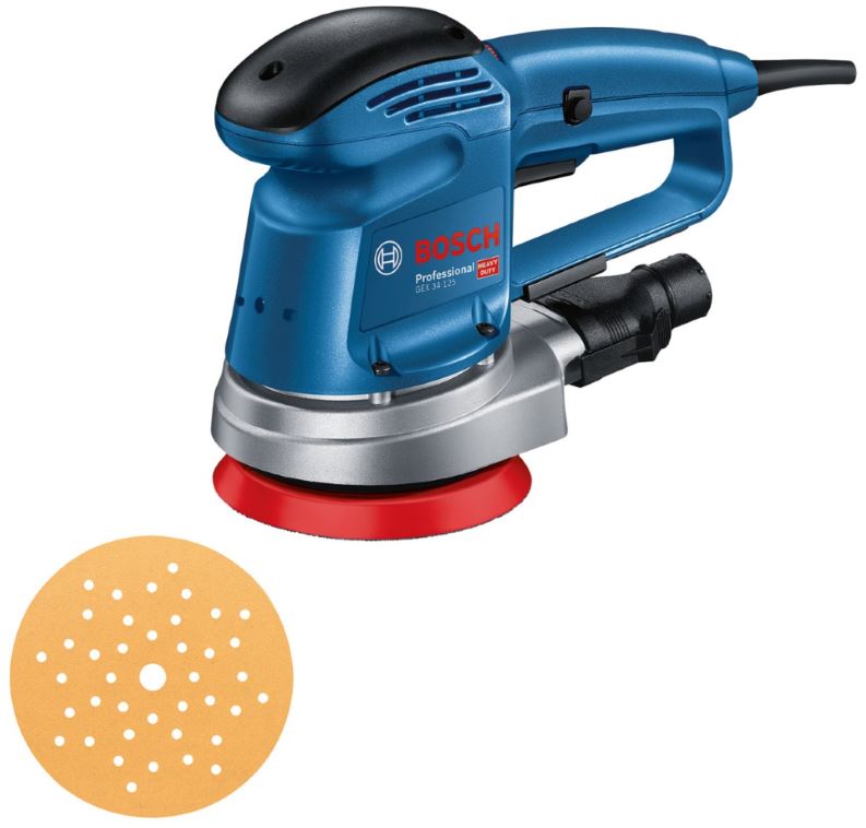 Ekscentra slīpmašīna Bosch GEX 34-125, 340 W, 4.500 - 12.000 min.-1