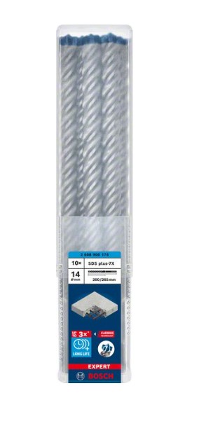 SDS+ 7X masonry drill 14x200x265mm, 10pcs.