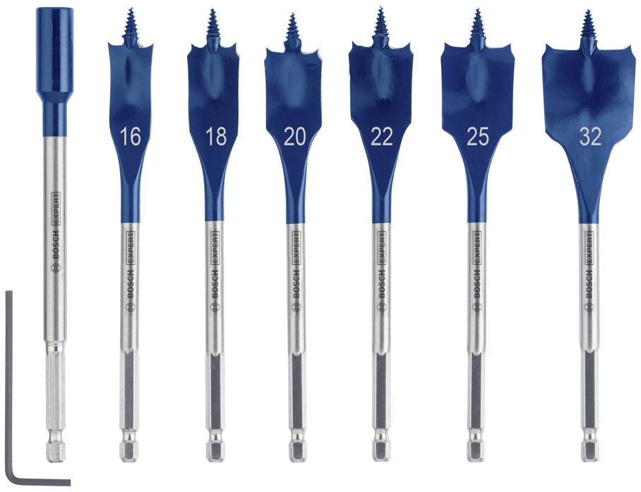 Flat wood drills set Bosch Expert Self Cut Speed, 7pcs, 16-32mm
