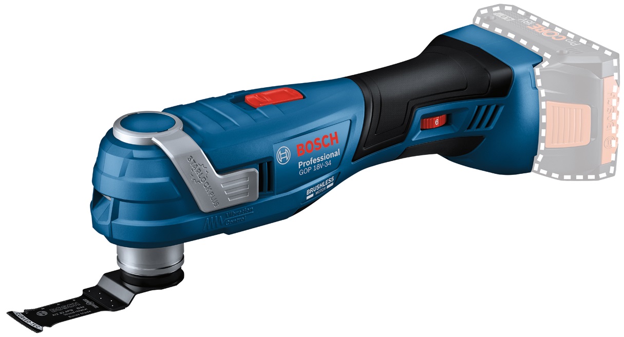 Akumulatora vibrozāģis Bosch GOP 18V-34, SOLO, 18V, 8.000 - 20.000 min.-1