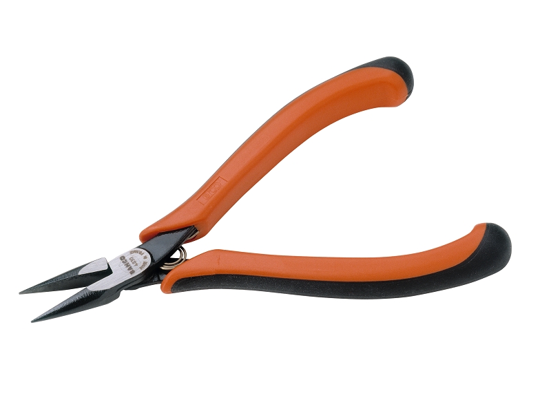 Snipe nose pliers with serrated jaws 135mm