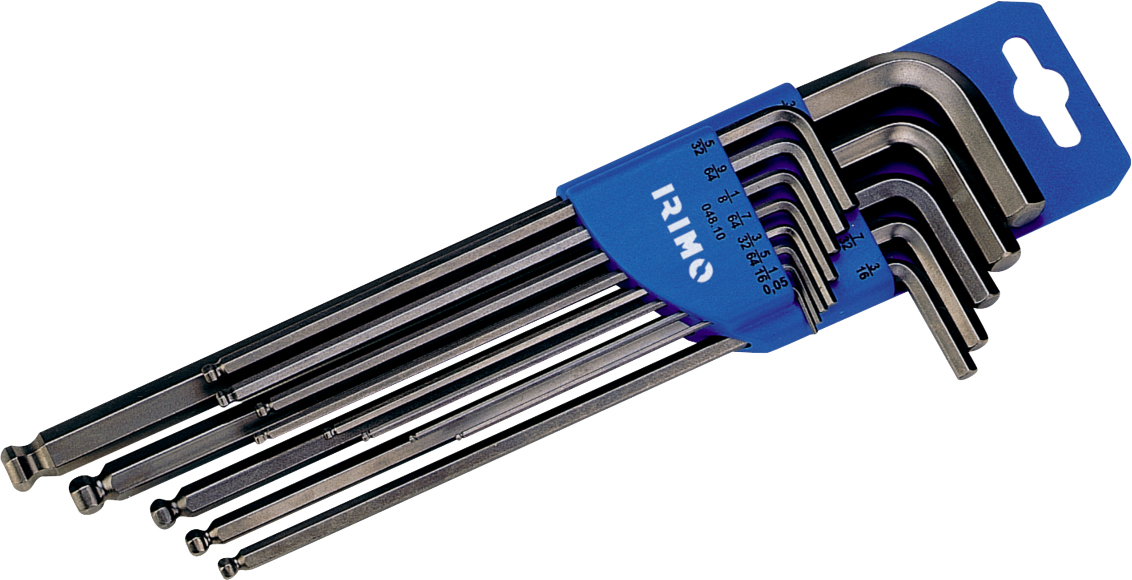 Irimo L-Atslēgu komplekts, sešstūra veids (HEX), lodveida galva, collas, 13 gab., 0,050