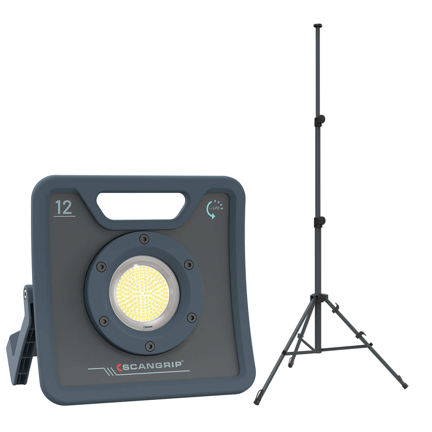 Darba lukturis Scangrip NOVA 12K, 12000lm, IP67 + statīvs pagarināms 1,35 - 3 m