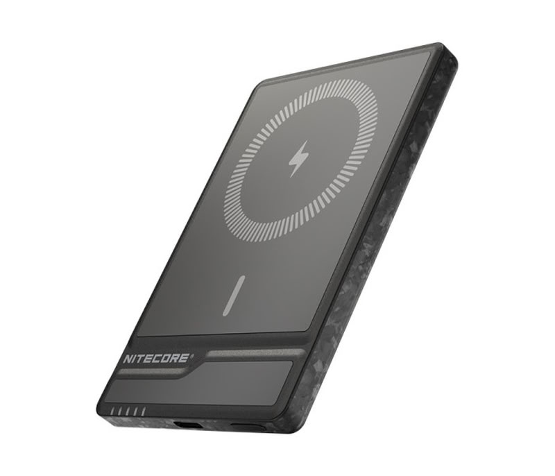 Nitecore NW5000 magnētiskā bezvadu pārnēsājamā baterija – 5000 mAh, 15 W Qi bezvadu uzlāde, 20 W USB-C ātrā uzlāde, kalta oglekļa šķiedra...