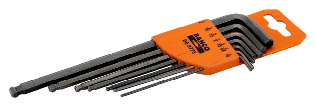 Set of long ball end black finish hexagon offset screwdrivers 5/64