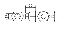 Special socket 19mm x 35mm x 28mm