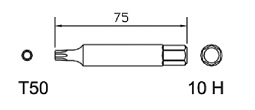 Special bit T50 x 75mm, 10H
