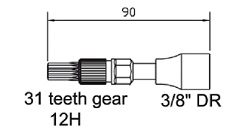 Special socket 12H x 90mm, 1/2
