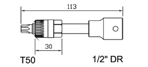 Special socket T50 x 113mm, 1/2