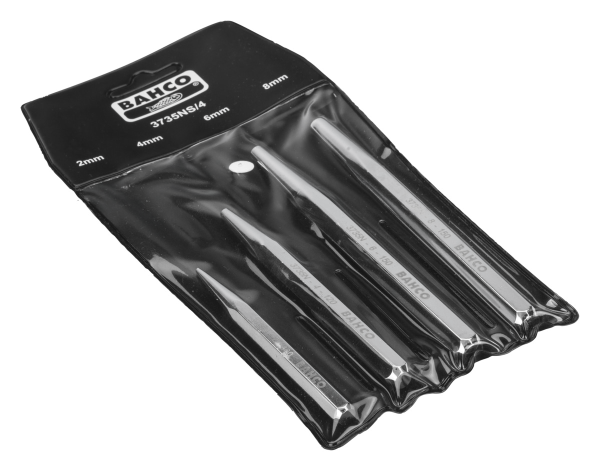 Center punch set 2,4,6,8mm 4 pcs in plastic wallet