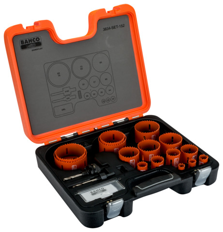 Bi-Metal holesaw set 16-83mm + 2 arbors + 1 pilot drill bit. 18 pcs
