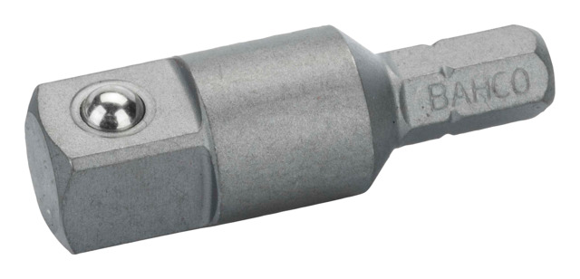 Adaptor with hexagonal 1/4” and square 3/8” drive, 38mm, in plastic box of 5 pcs