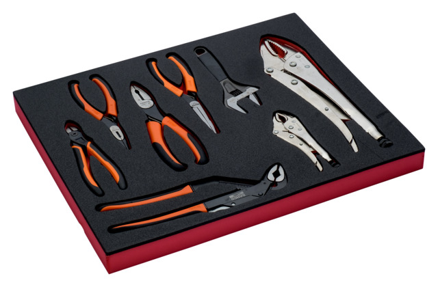 Pliers and adjustable wrench set 8 pcs Fit&Go 2/3 in foam