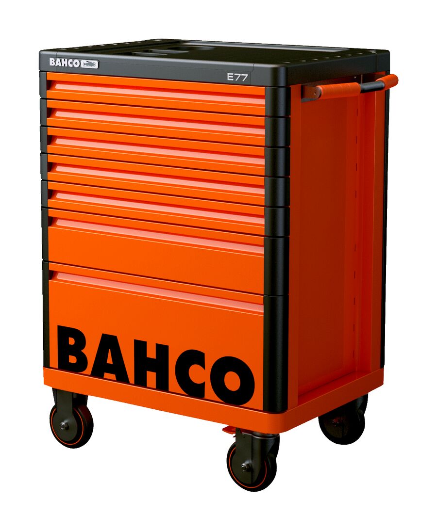 Instrumentu ratiņi Bahco E77 Premium, 7 atvilktnes, 510x693x965mm, oranži
