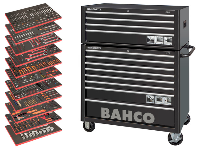 Tool trolley C75, 8 drawers + C85 top chest, 755 tools - MONSTER